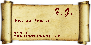 Hevessy Gyula névjegykártya